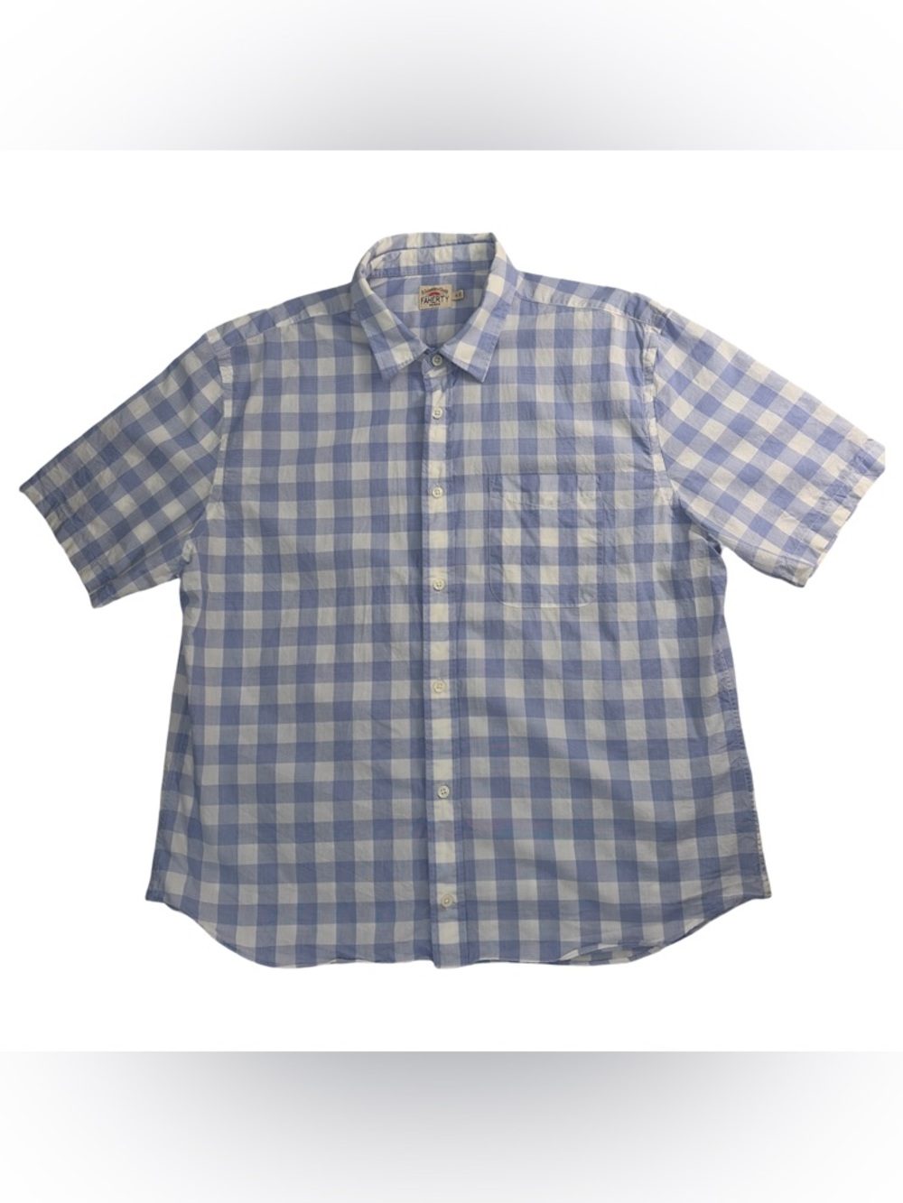 Faherty Blue and White Gingham Button-Down Shirt